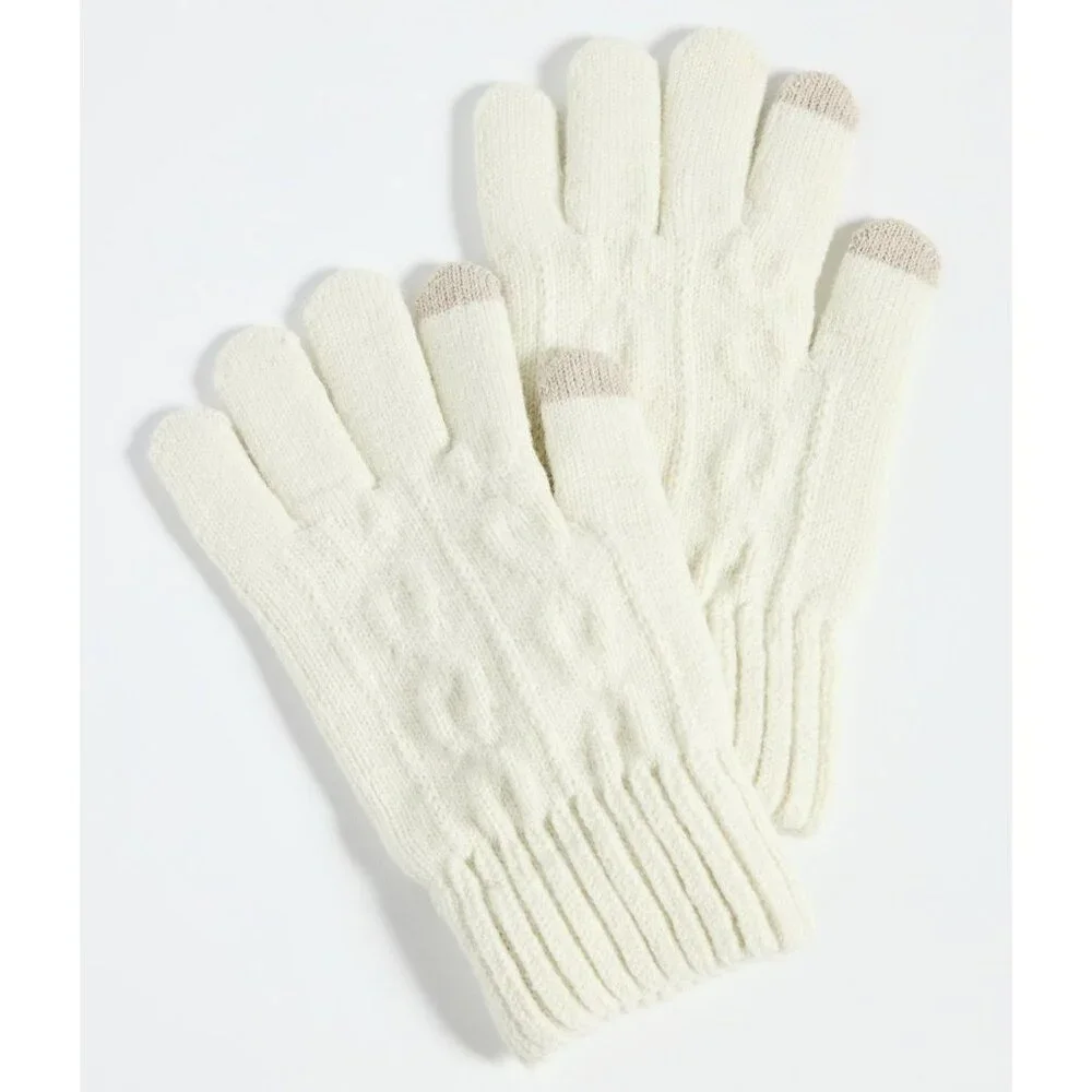 Hat Attack Frosty Touch Gloves in Ivory One Size Womens Smart Mittens